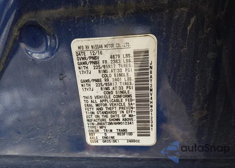 2017 Nissan Rogue S z USA, uszkodzony, nr VIN JN8AT2MV4HW012341